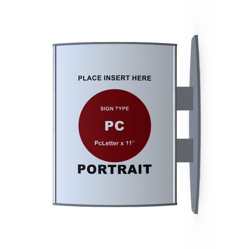 pc-Letter d/s sign frame and wall bracket / Portrait orientation